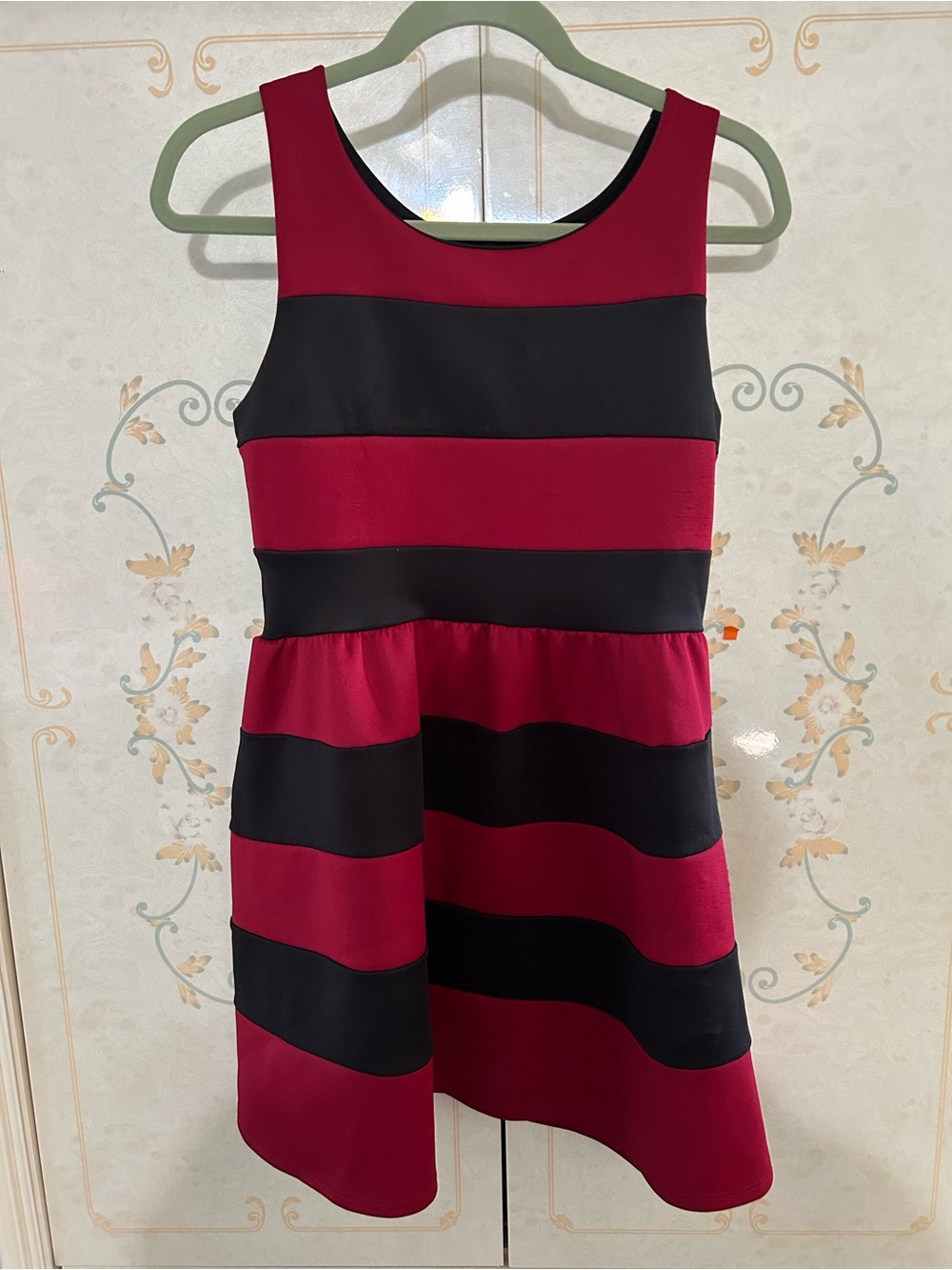 Wet Seal Red and Black Striped Fit & Flare Dress